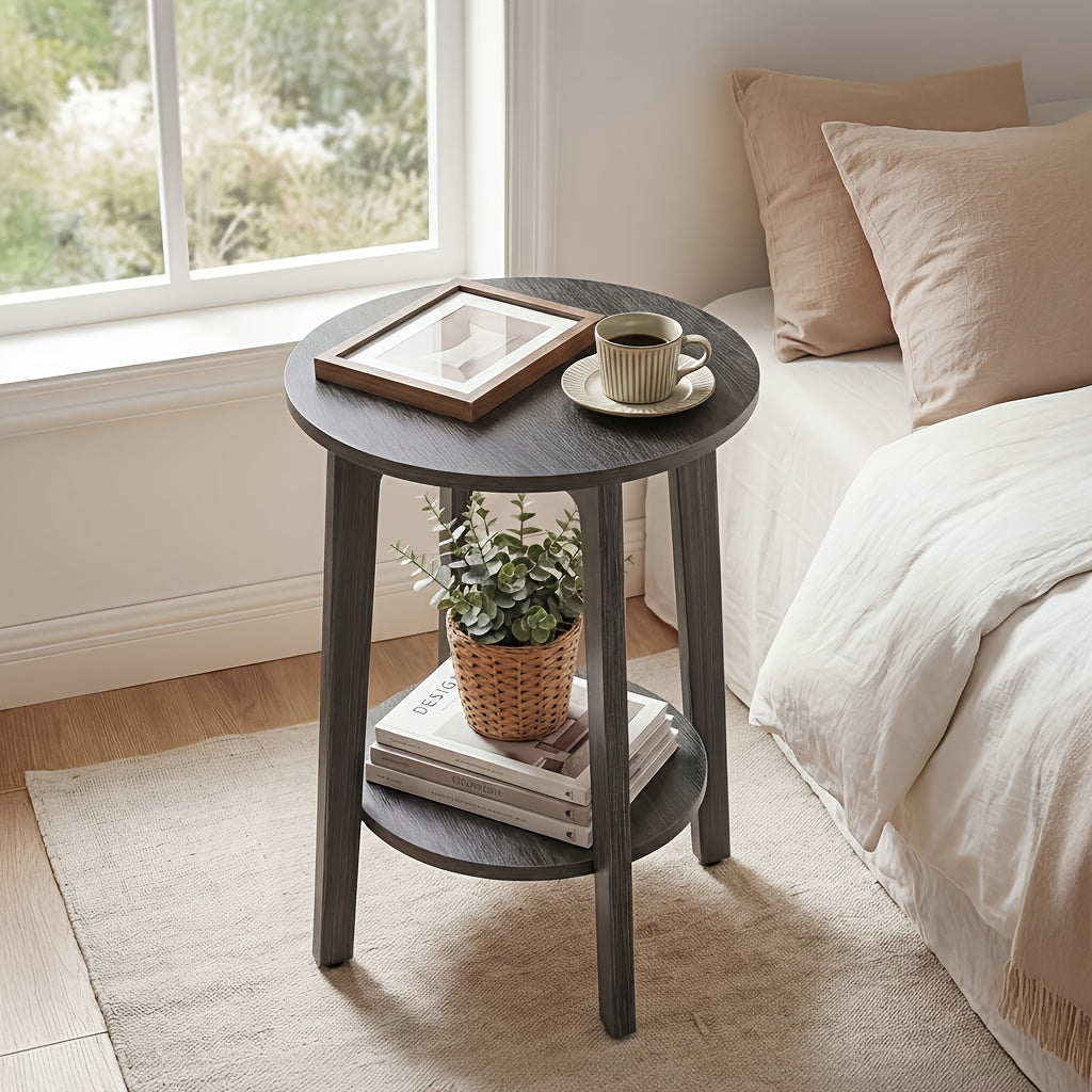 Compact Circular Side Table, Measuring 15.75 Inches in Diameter And 20.28 Inches in Height, Designed As a Nightstand with Tapered Legs And Smooth Curves, Ideal for Small Living Rooms Or Bedrooms