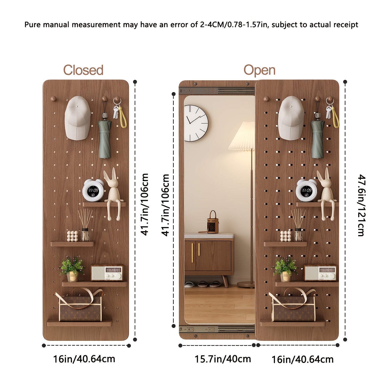 Furniture for Home, Teacher Furniture Storage Wardrobe, Solid Wood Wall-mounted Mirror, Suitable for Office And Study, with Hook And Storage Space, Autumn Grand, Christmas Gifts, Black Fridays Items, Free Shipping