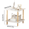 Simple and Modern Double-Layer White Small Square Table, Approximately 15.7×15.7×20.9 Inches, with Solid Wood Legs - White Side Cabinet, Small Storage Table for Bedside in Bedroom, and Bedside Storage Table