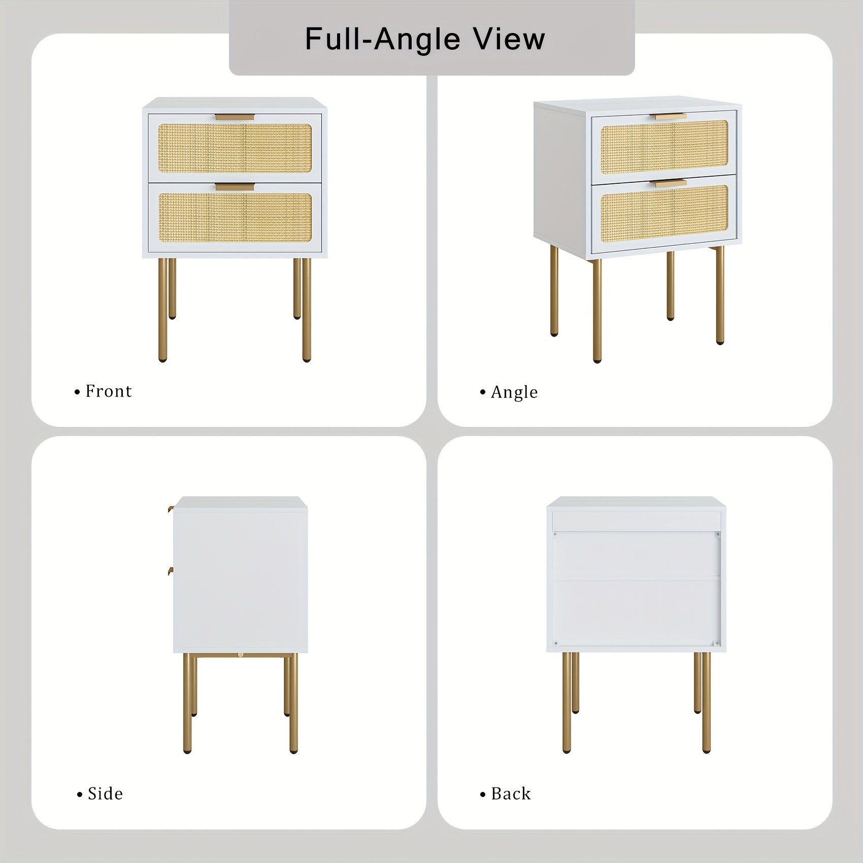 Wooden Bedside Table Featuring Two Rattan Drawers, Ideal for Storing Items in The Bedroom Or Living Room
