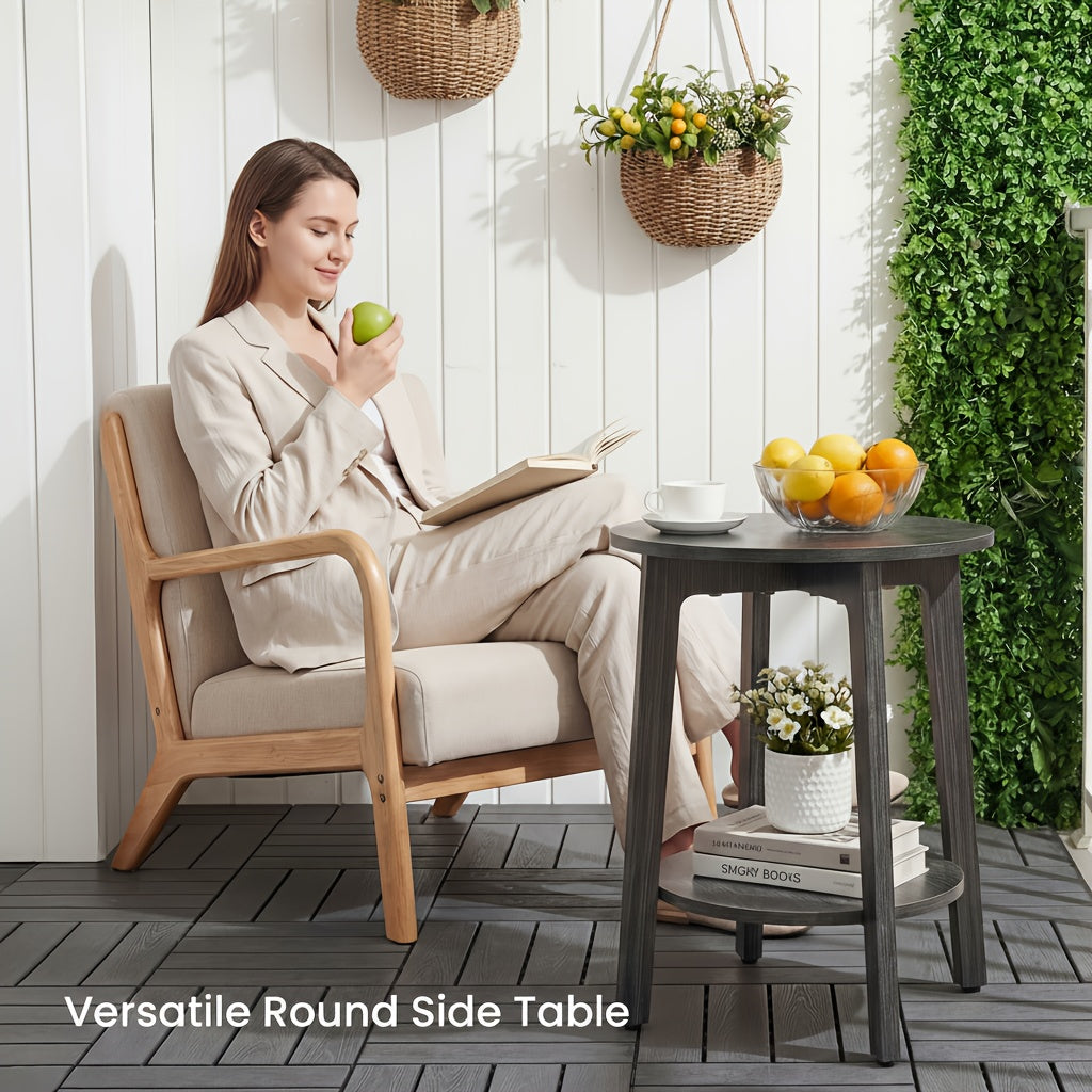 Compact Circular Side Table, Measuring 15.75 Inches in Diameter And 20.28 Inches in Height, Designed As a Nightstand with Tapered Legs And Smooth Curves, Ideal for Small Living Rooms Or Bedrooms