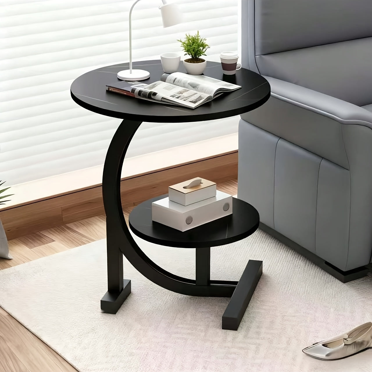 Premium Modern Wrought Iron Side Table That Serves As Both an End Table And a Coffee Table, Featuring a Minimalist Design with Elegant Lines, Suitable for Use in The Bedroom, Living Room, Or Kitchen for Coffee And Decorative Purposes