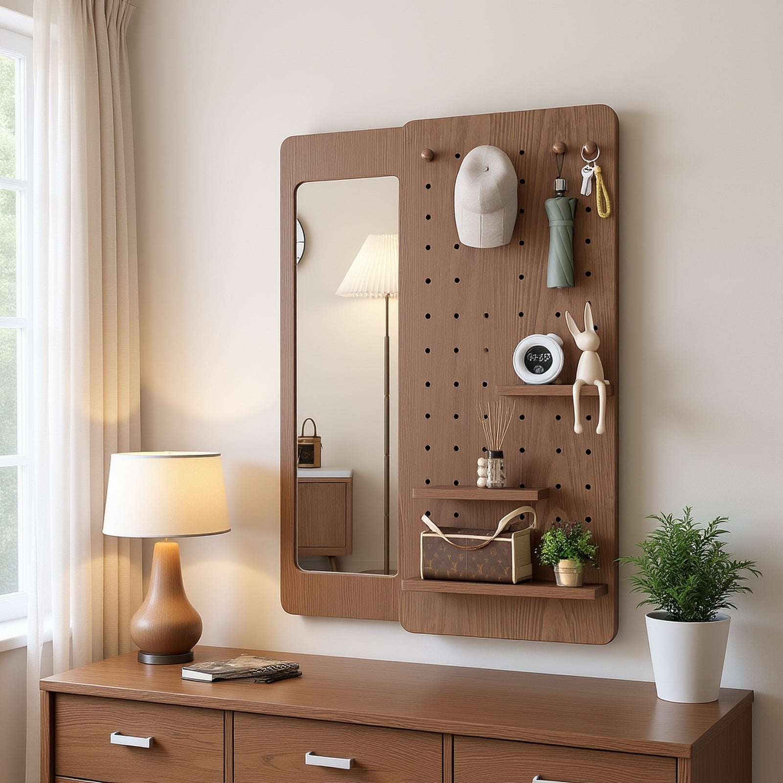 Furniture for Home, Teacher Furniture Storage Wardrobe, Solid Wood Wall-mounted Mirror, Suitable for Office And Study, with Hook And Storage Space, Autumn Grand, Christmas Gifts, Black Fridays Items, Free Shipping