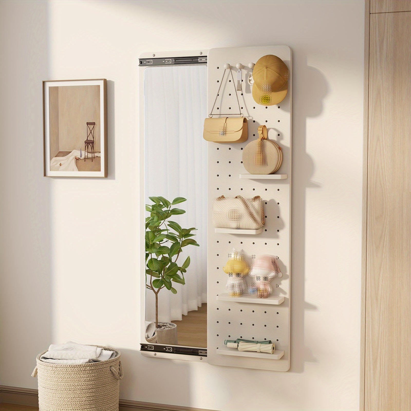 Furniture for Home, Teacher Furniture Storage Wardrobe, Solid Wood Wall-mounted Mirror, Suitable for Office And Study, with Hook And Storage Space, Autumn Grand, Christmas Gifts, Black Fridays Items, Free Shipping