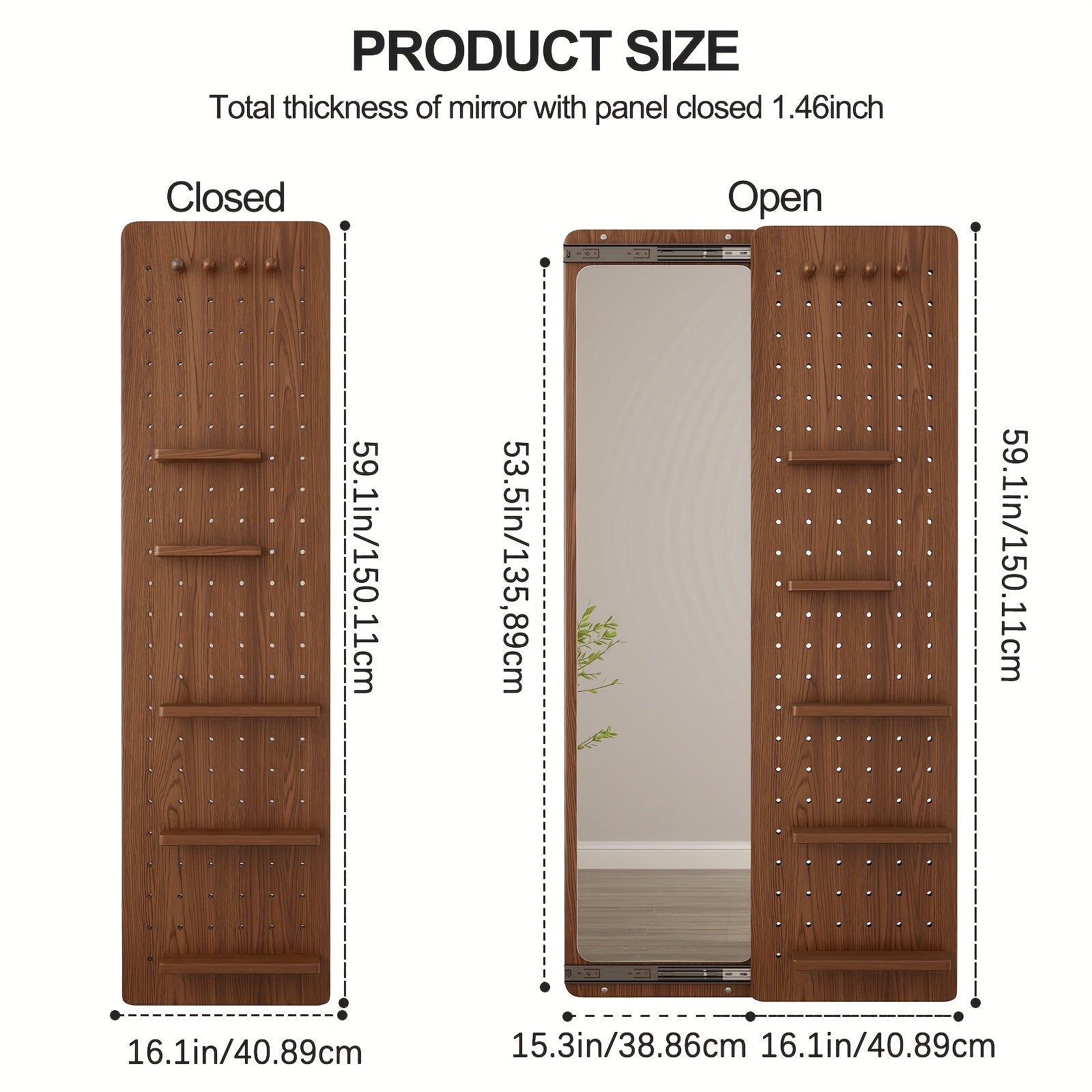 Furniture for Home, Teacher Furniture Storage Wardrobe, Solid Wood Wall-mounted Mirror, Suitable for Office And Study, with Hook And Storage Space, Autumn Grand, Christmas Gifts, Black Fridays Items, Free Shipping