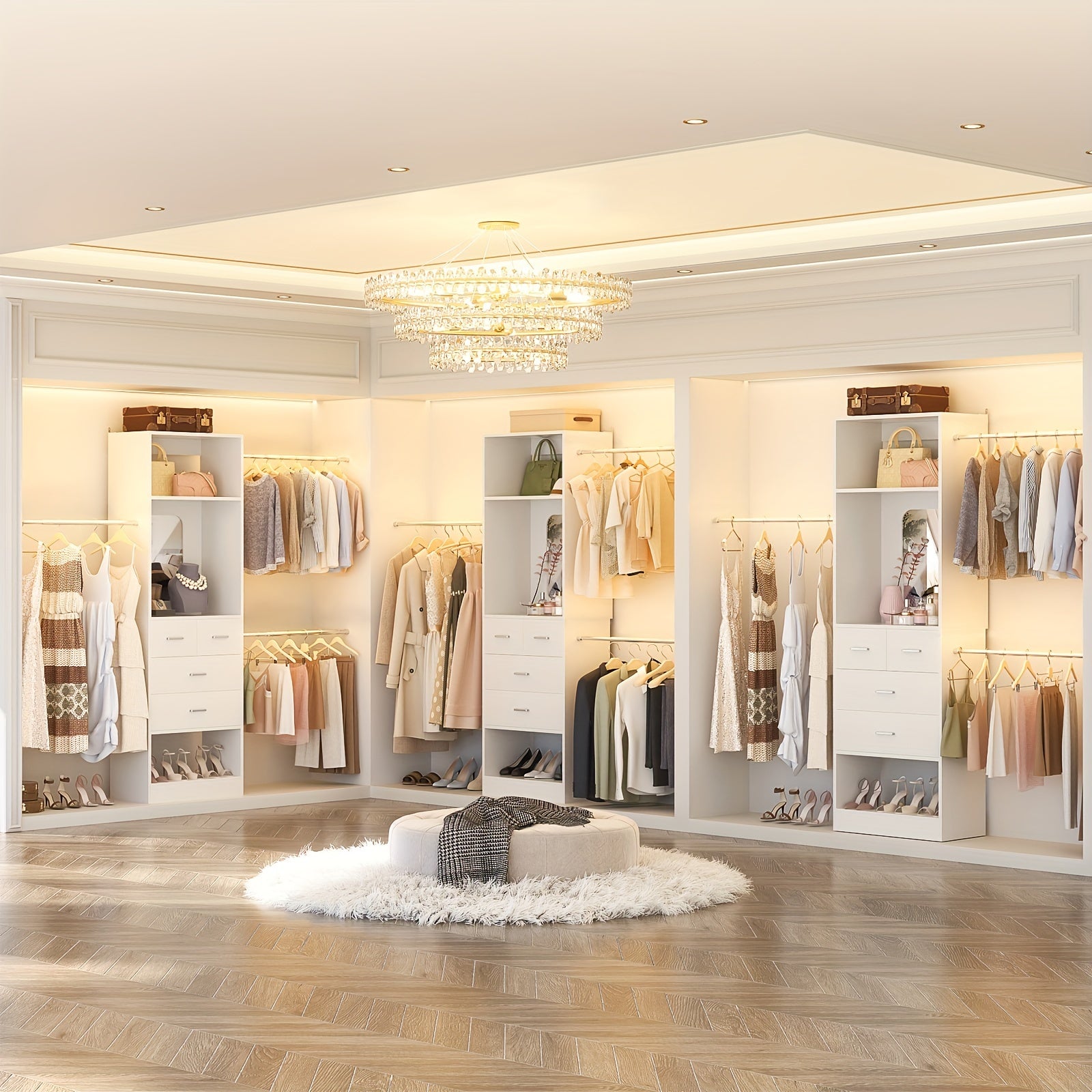 Unikito Closet Organizer, Sturdy Wood Walk In Closet System Starter Kit With 25\