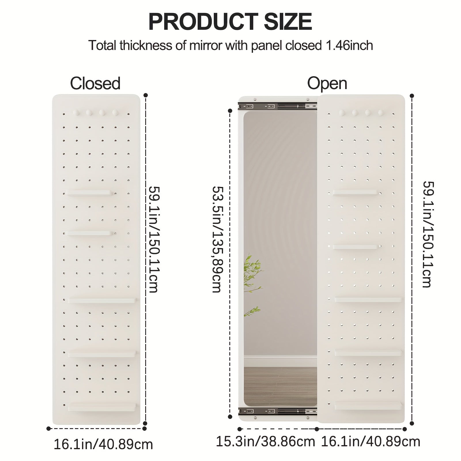Furniture for Home, Teacher Furniture Storage Wardrobe, Solid Wood Wall-mounted Mirror, Suitable for Office And Study, with Hook And Storage Space, Autumn Grand, Christmas Gifts, Black Fridays Items, Free Shipping