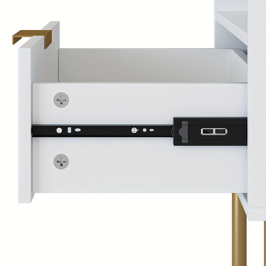 Wooden Bedside Table Featuring Two Rattan Drawers, Ideal for Storing Items in The Bedroom Or Living Room