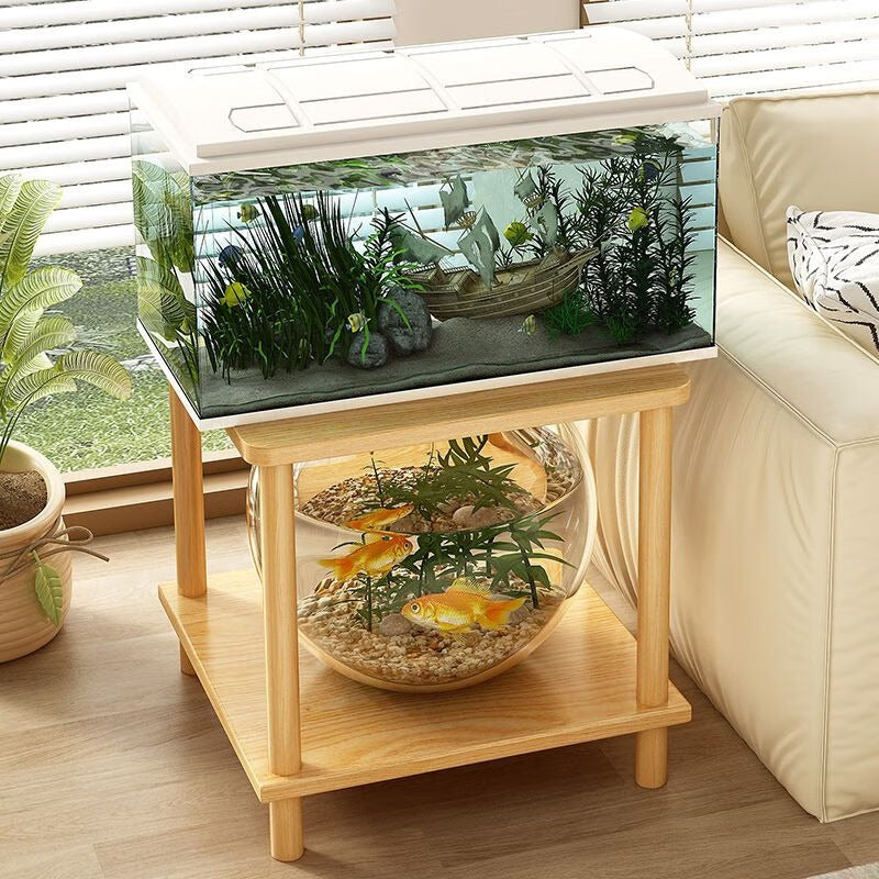 BONNLO Modern Nightstand with Solid Wood Legs & Flame-Retardant Panel - Portable Bedside Table Suitable for Bedroom\u002FLiving Room, Compact 2-Tier Storage Cabinet, Assembly, Modern, Space-Saving Nightstand (Wood)